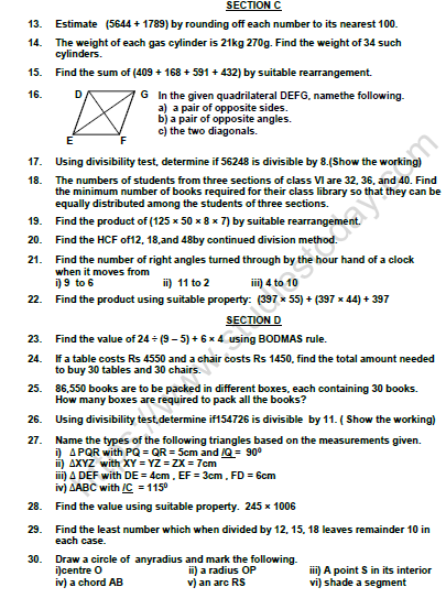 case study for class 6th maths